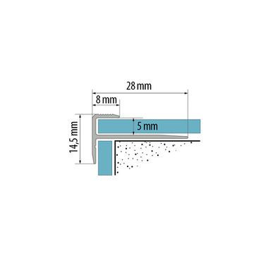 Лестничный кромковый профиль для виниловых покрытий 5 мм