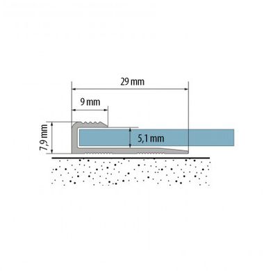 Торцевой алюминиевый профиль для виниловых покрытий 5,1 мм